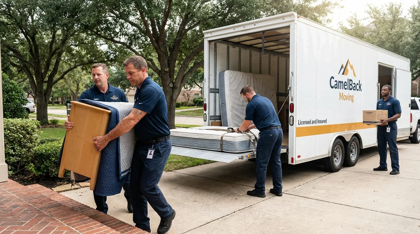 Crew loading residential truck for cross-state move from Westfield, NY